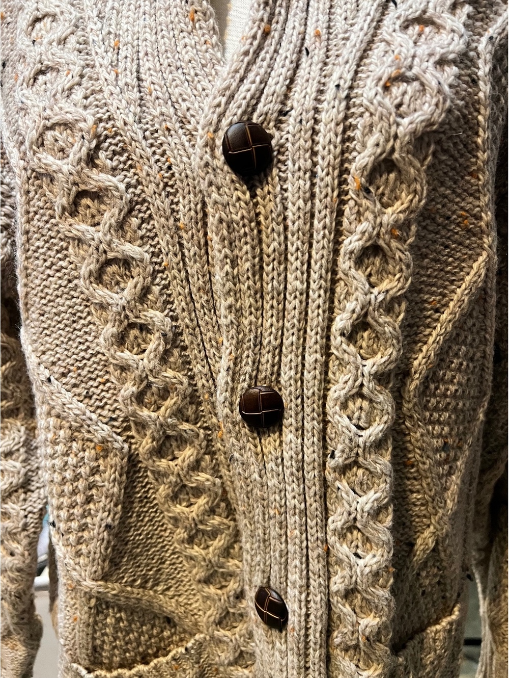 Aran Crafts Ireland Merino Wool Chunky Cable Knit Cardigan Size XL - Picture 2 of 9